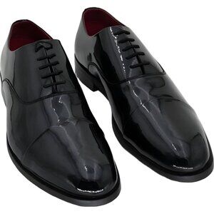 Carlos by Carlos Santana patent tuxedo cap-toe oxford shoes black 14M